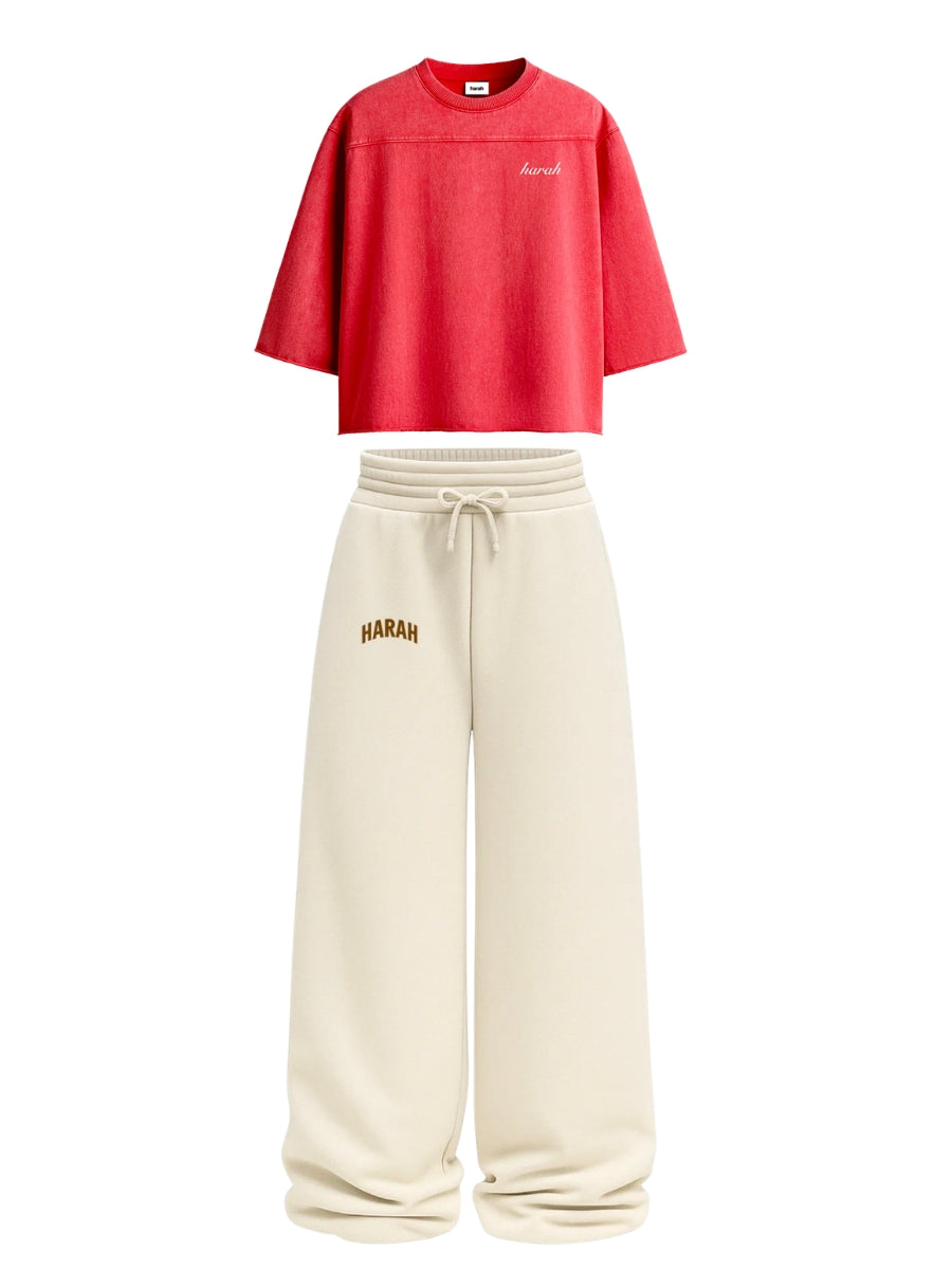 Harah Red Beige Co-ord