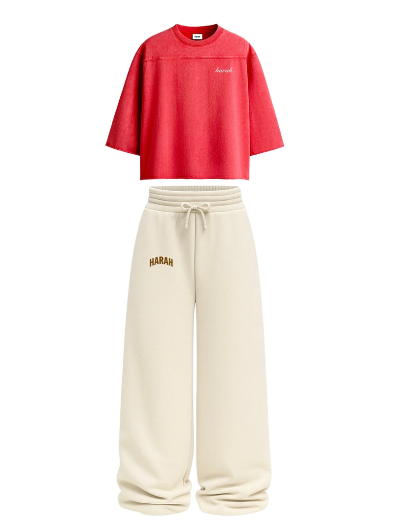 Harah Red Beige Co-ord