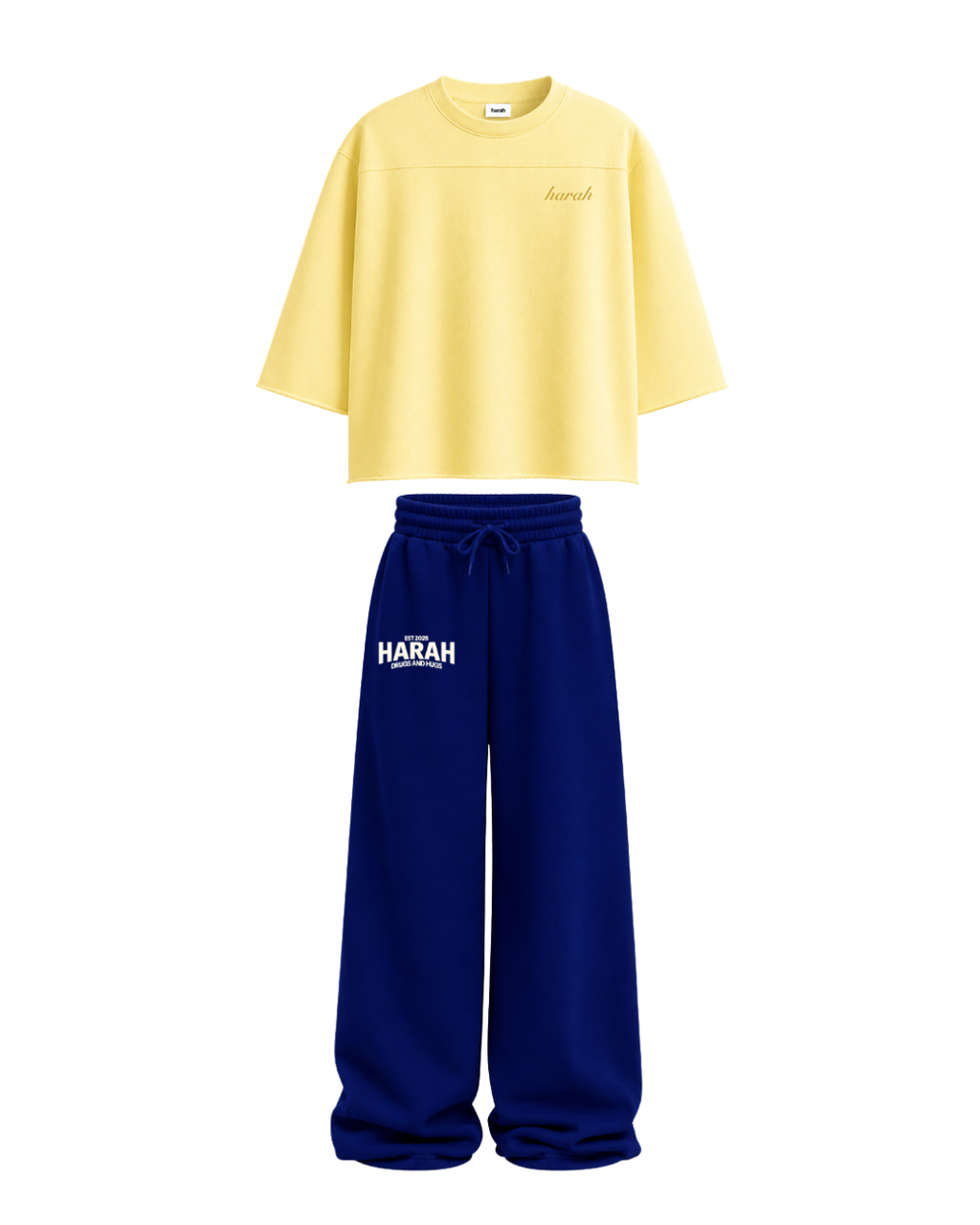 Harah Yellow Royal Blue Co-ord