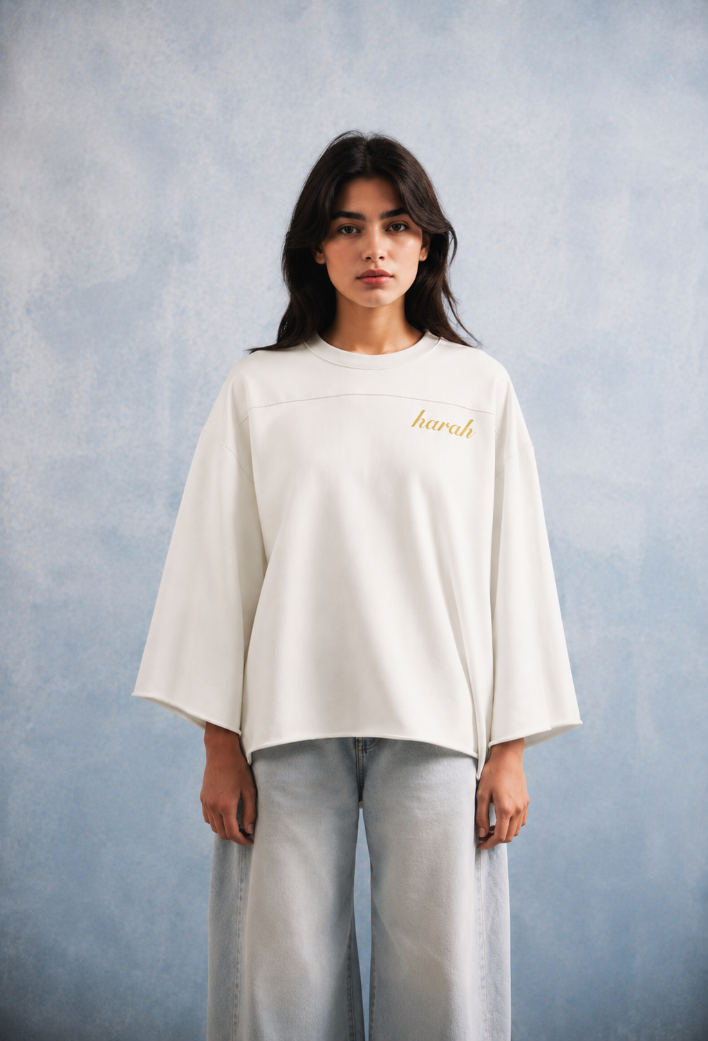 Harah Boxy Rugged Tshirt-Beige