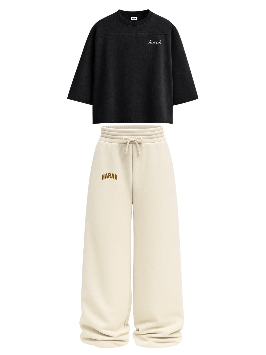 Harah Black Beige Co-ord