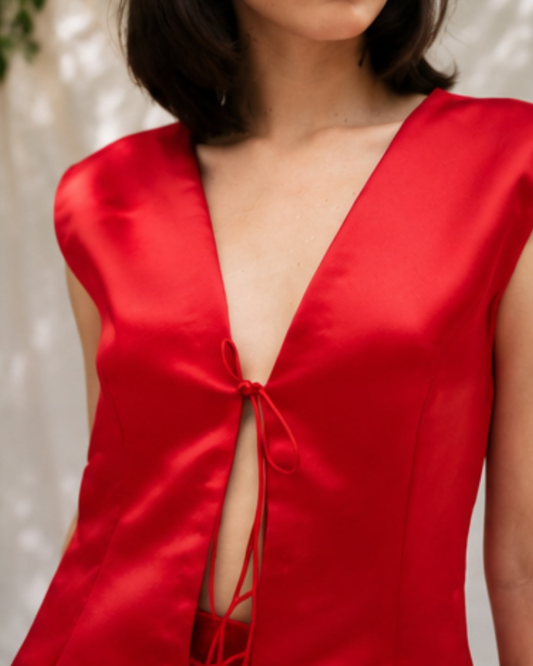 Scarlet Allure Satin Cutout Mini Dress
