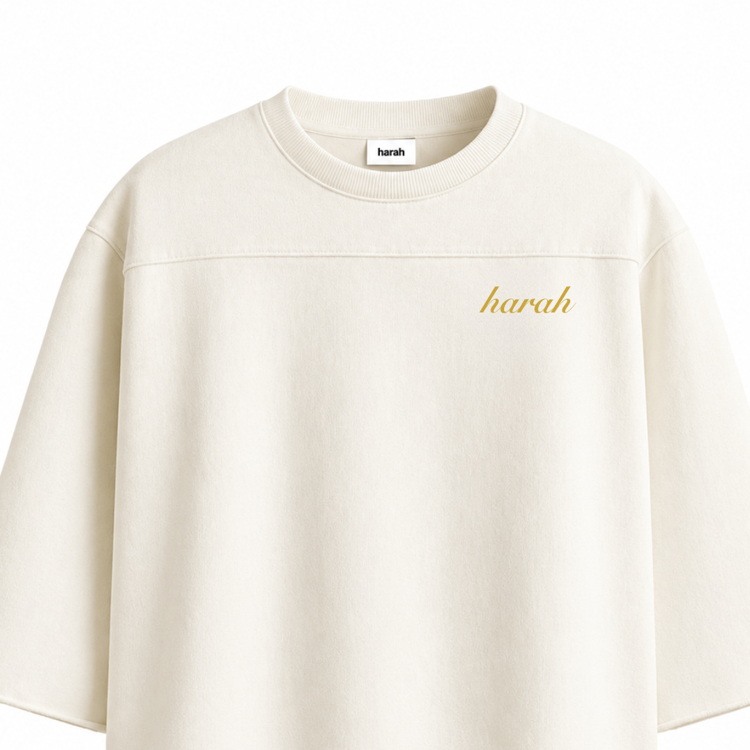 Harah Boxy Rugged Tshirt-Beige