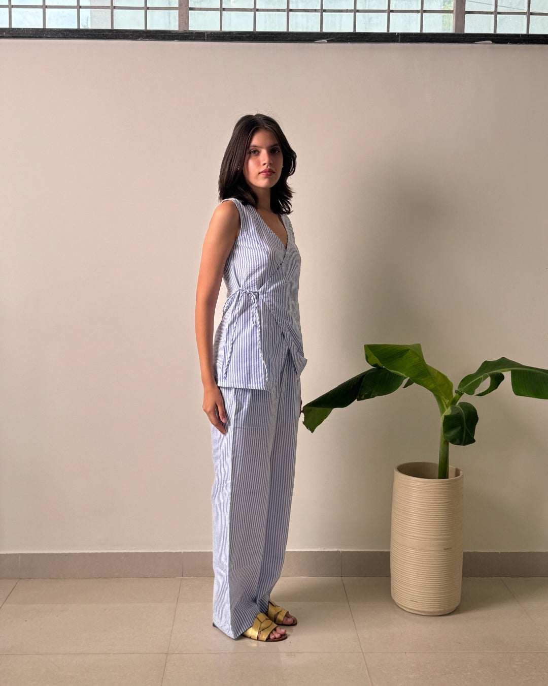 Azure Wrap Linen Co-Ord