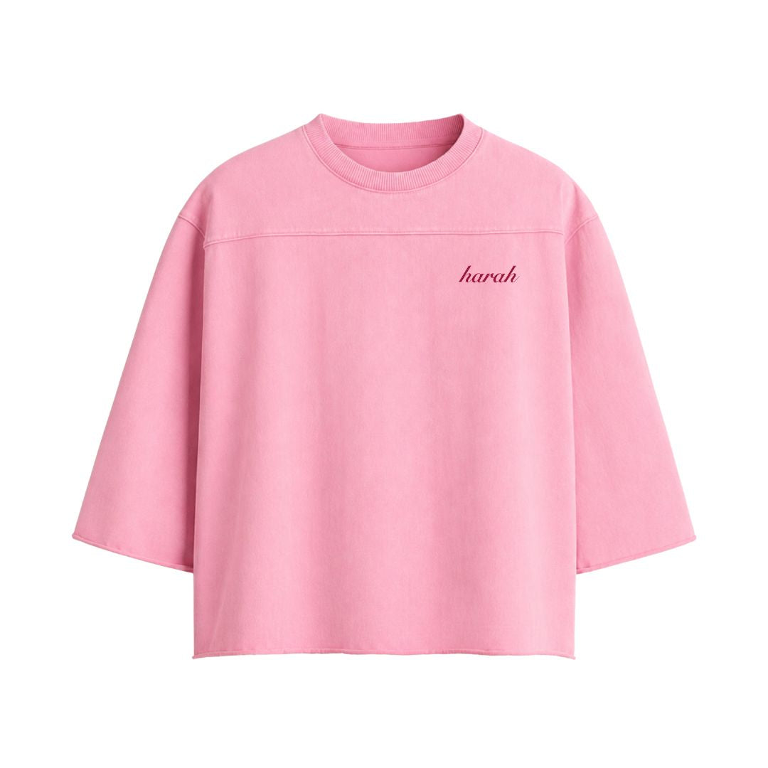 Harah Boxy Rugged Tshirt-Pink
