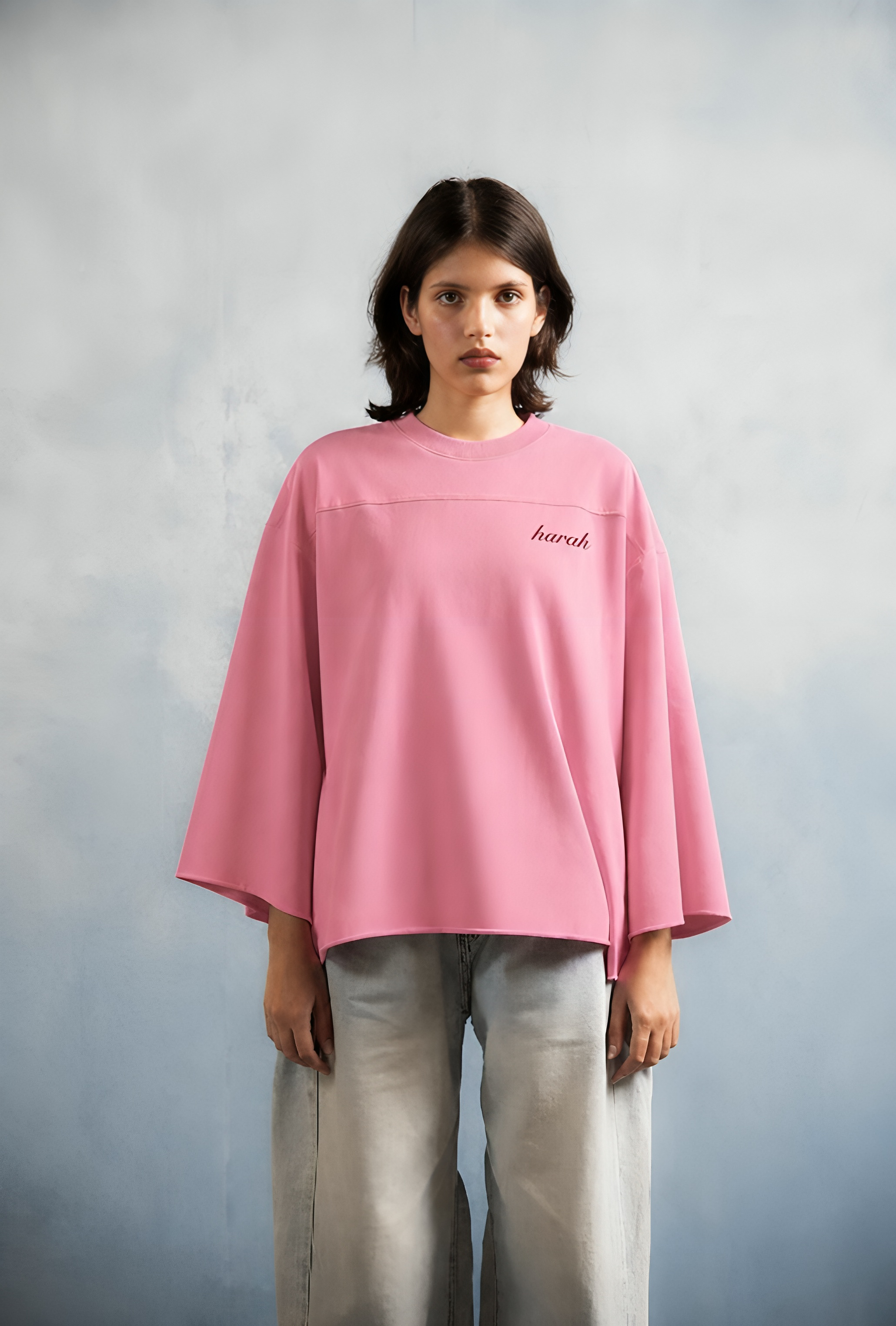 Harah Boxy Rugged Tshirt-Pink