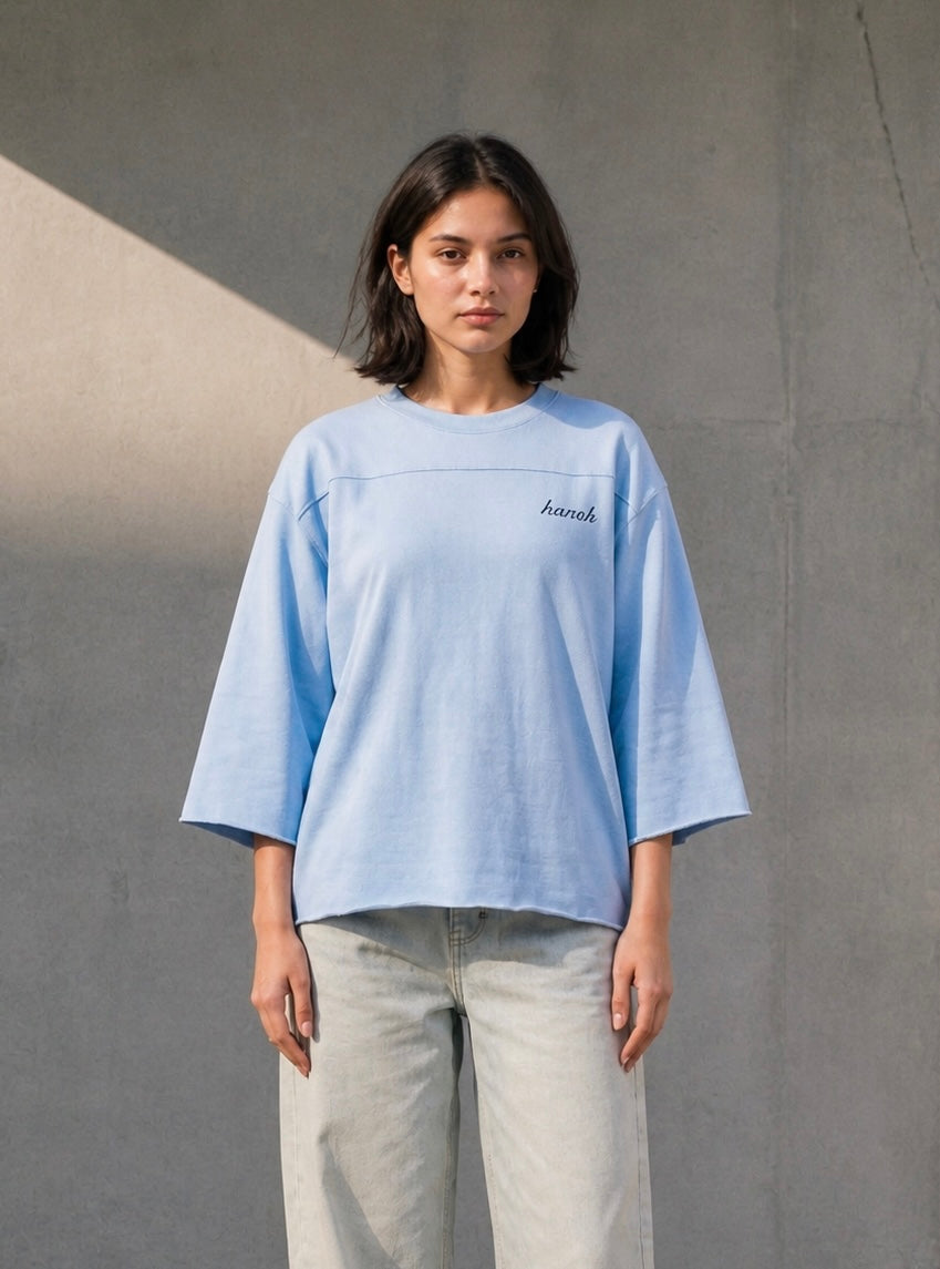Harah Boxy Rugged Tshirt-Sky Blue