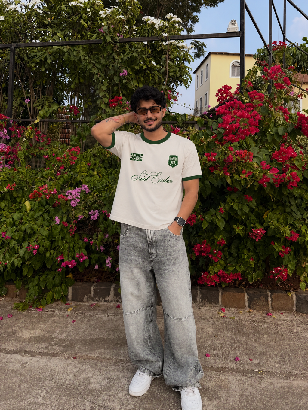 420 Ringer Tee Cropped