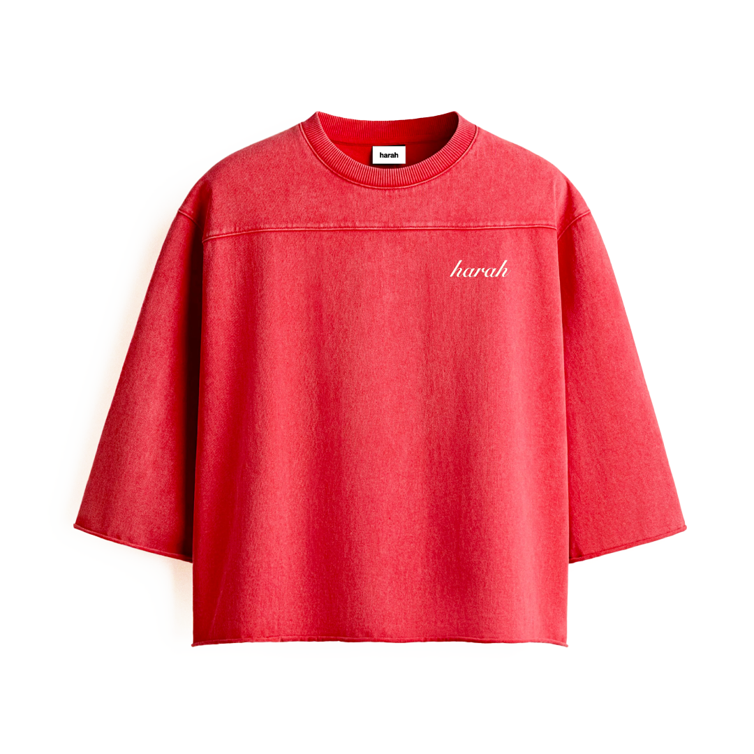 OVERSIZED BOXY RUGGED TSHIRT-RED