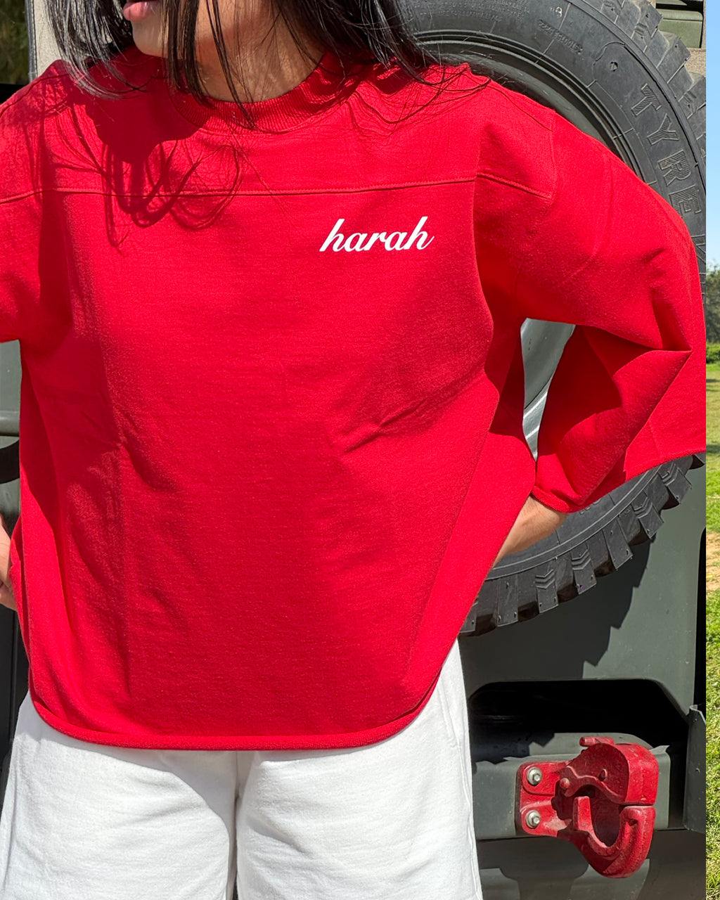 Harah Boxy Rugged Tshirt-Red
