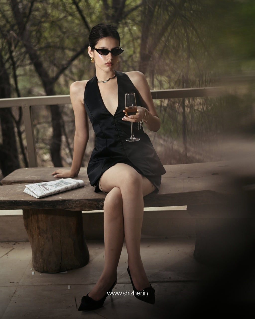 Midnight Muse Halter Satin Mini Dress